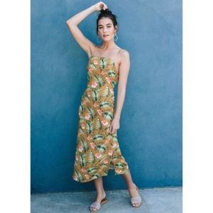 Sincerely Jules Tiki Palm Midi Slip Dress Small
